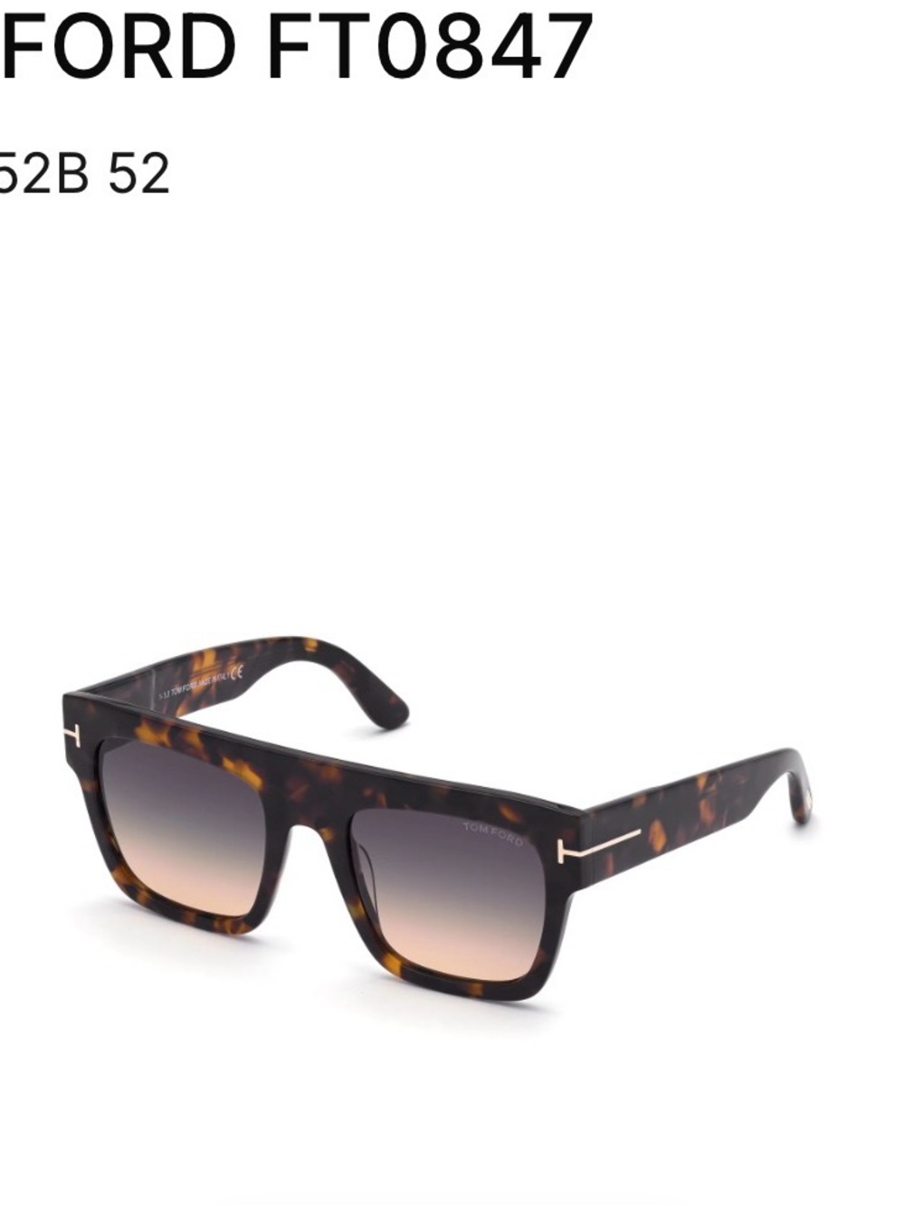 Tom Ford Men’s Tortoiseshell Square Sunglasses - Brown Gradient